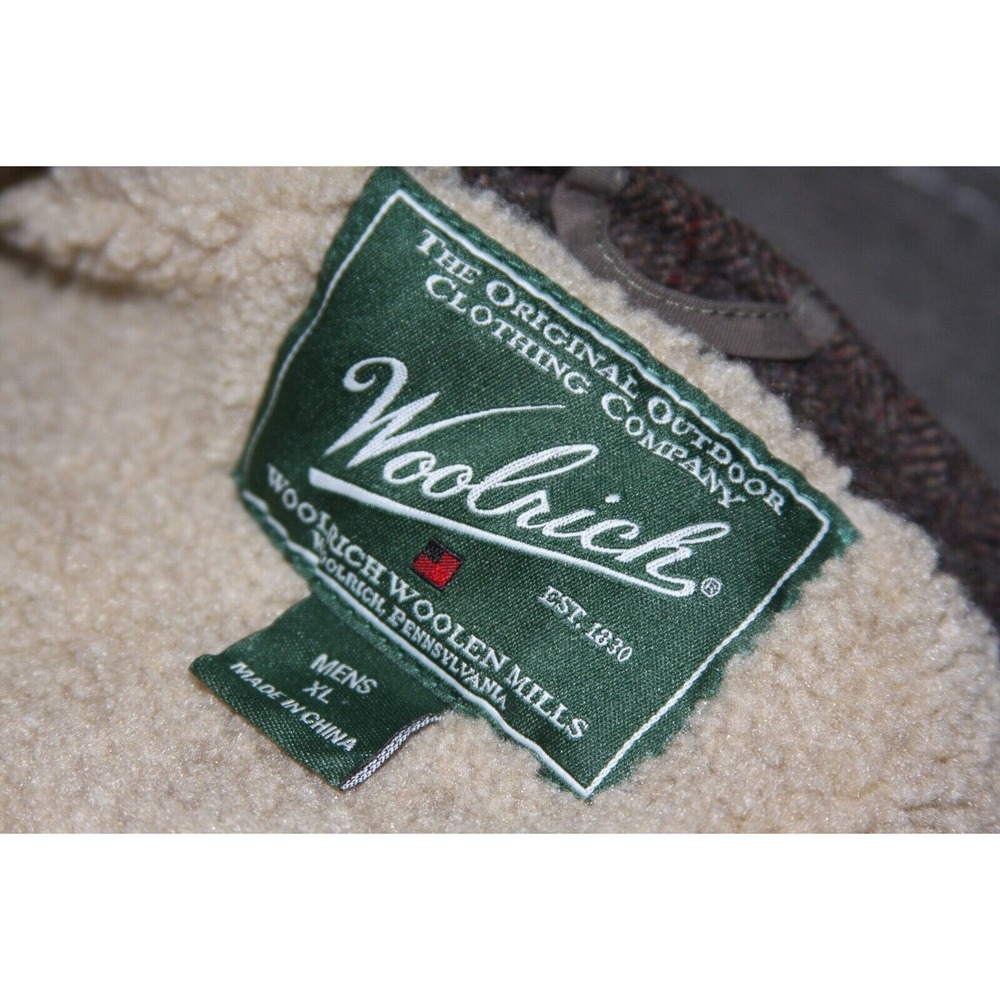 VTG Woolrich Wool Herringbone Check Brown Men's Vest‎ Sherpa Lined Sz XL Grandpa - Picture 11 of 16